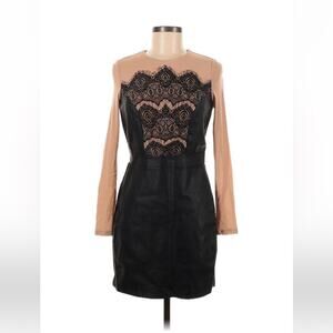 Venus leather and lace long sleeved sheath dress, size 6